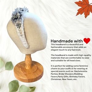 102 - White Snow Sparkle Beaded Handmade Headband